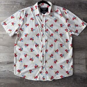Sony PlayStation Men's Large Short Sleeve PS1 Logo Button Up White Shirt